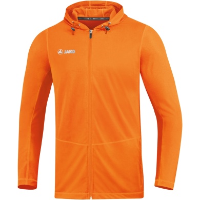 JAKO Laufjacke (Full-Zip Kapuzenjacke) Run 2.0 neonorange Herren